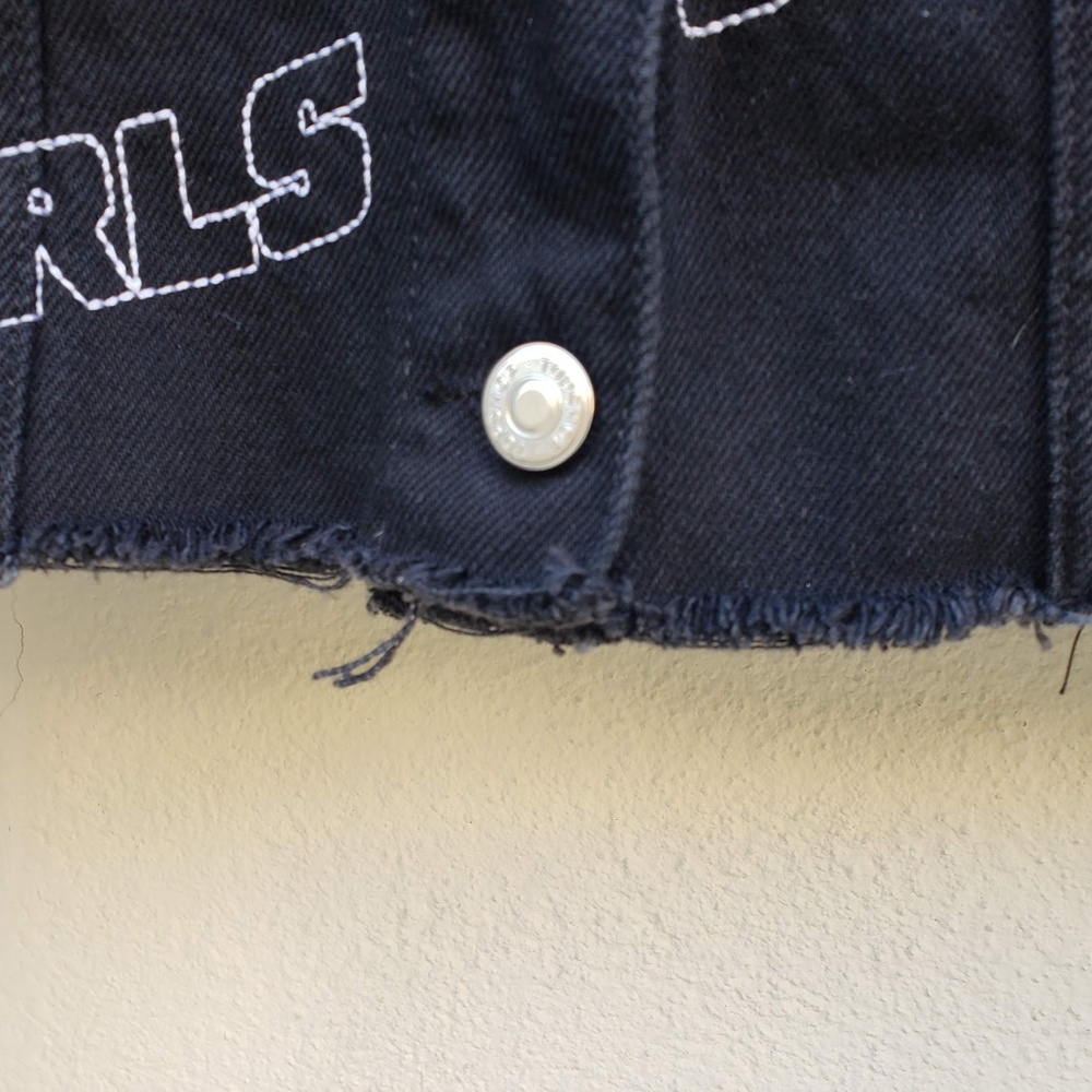 HTF Top Shop Girls "Hacked" Black Denim Jacket | 2 - Picture 7 of 11